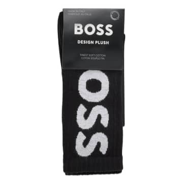 Hugo Boss Single Pack Qs Rib Logo Sport Socks In Black