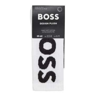 Hugo Boss Single Pack Qs Rib Logo Sport Socks In White