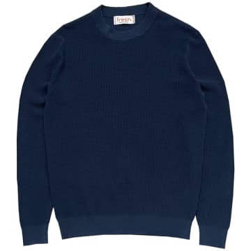 Fresh Crepe Cotton Navy Sweater In Blue