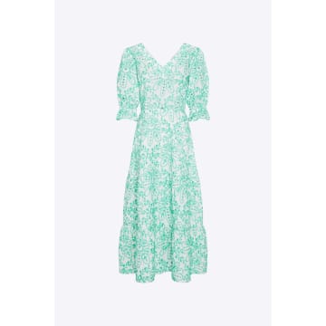 Fabienne Chapot Cream White Jolene Dress With Green Embroidery In Neutrals