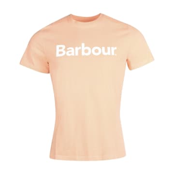 Barbour Logo Tee Coral Sands In Pink