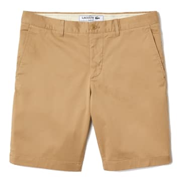 Shop Lacoste Slim Fit Stretch Cotton Bermuda Shorts Beige In Neturals