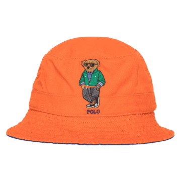 Polo Ralph Lauren Bear Chino Embroidered Bucket Hat Orange