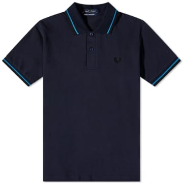 Fred Perry Reissues Original Twin Tipped Polo Navy, King Fisher & Black In Blue