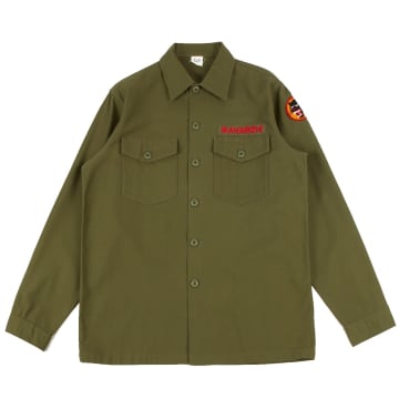 Maharishi Panther Embroidered Shirt Cotton Sateen Twill Olive In Green