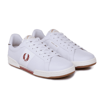 Fred Perry B71 Tumbled Leather Trainers In White