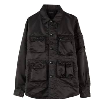 Shop Engineered Garments Explorer Shirt Jacket Black Flight Satin Nylon
