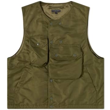 Engineered Garments Cover Vest Olive Flight Satin In Green
