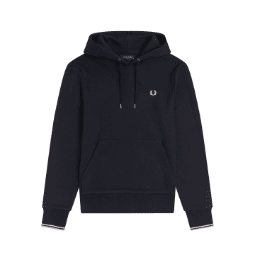 Shop Fred Perry Tipped Hooded Sweatshirt Navy In Blue