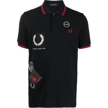 Fred Perry Graphic Applique Polo Shirt Black