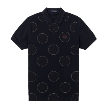 Fred Perry Polka Dot Polo Shirt Navy In Blue