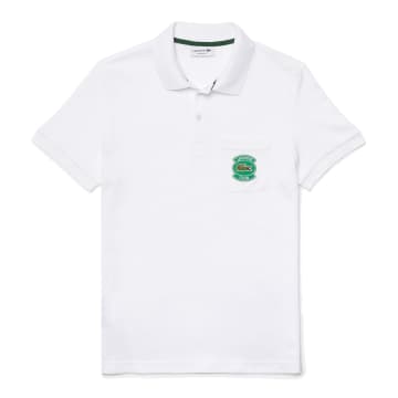 Lacoste Regular Fit Cotton Pique Pocket Polo Shirt White