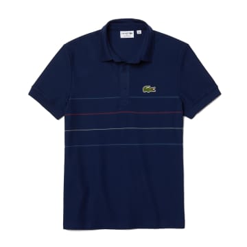 Lacoste "made In France" Regular Fit Textured Cotton Polo Shirt Blue