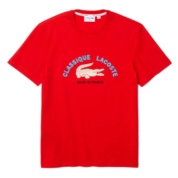Lacoste "made In France" Embroidered Organic Cotton Tee Red