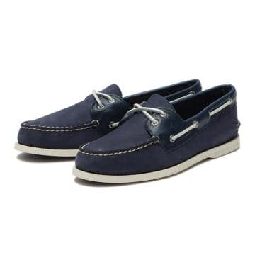 Sperry Topsider Authentic Original 2-eye Tumbled & Nubuck Navy In Blue