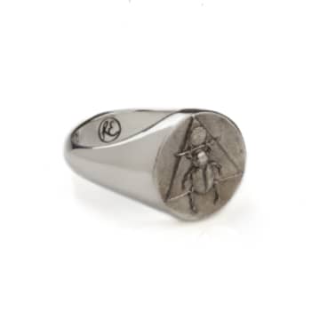 Rachel Entwistle The Scarab Signet Ring In Metallic