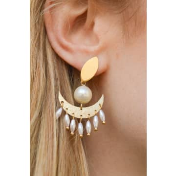 Fl Private Collection Flpc Small Crescent Pearl Drop Earring