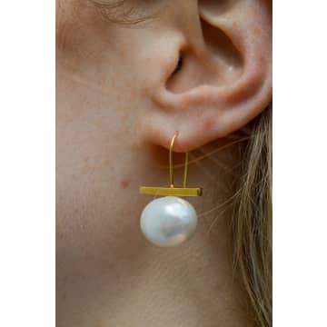 Fl Private Collection Flpc Large Pearl & Bar Earrings