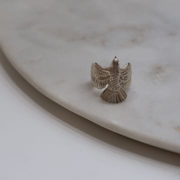 Zoe And Morgan Silver Falcon Ring In Metallic
