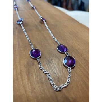 Silver Siren Silver Plated Necklace With Amethyst Stones In Metallic