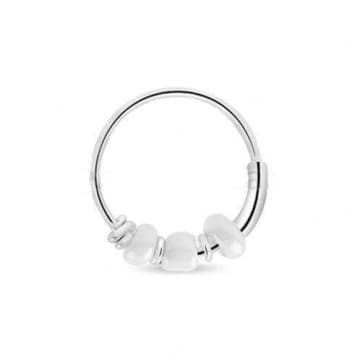 Urbiana Sterling Silver Hoop With Beads In White