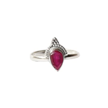 Urbiana Sterling Silver Teardrop Ring With Stone In Purple