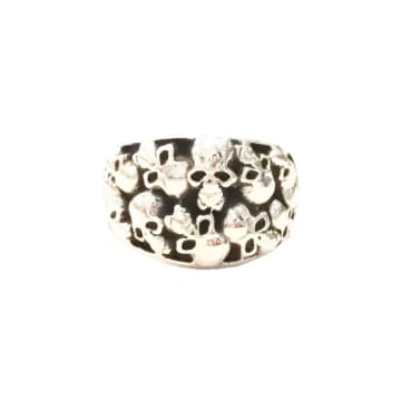 Urbiana Premium Sterling Silver Chunky Skull Ring In Metallic