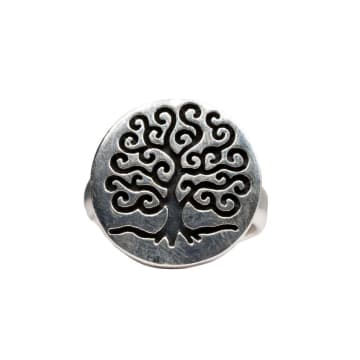 Urbiana Premium Silver Tree Of Life Ring In Metallic