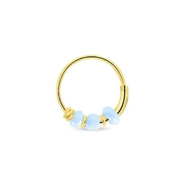 Urbiana Gold Hoop Earrings With Beads In White
