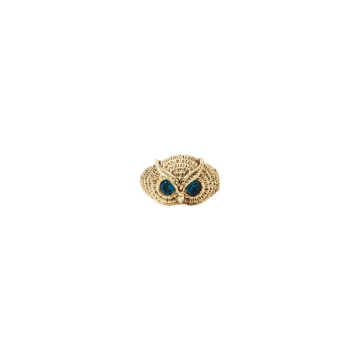 Urbiana Owl Ring With Semi Precious Stone In Gold