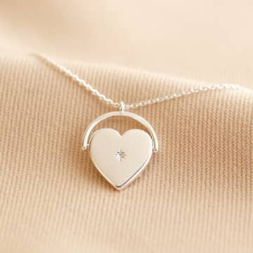 Lisa Angel Spinning Heart Necklace In Silver In Metallic