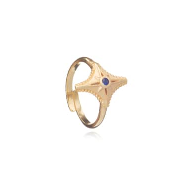 Lark London Azuni Zeta Gold Astral Star Ring Lolite