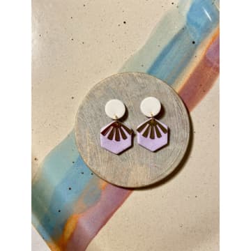 Lark London White And Lilac Speckled Earrings