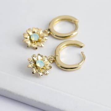 Lisa Angel Crystal Daisy Huggie Hoop Earrings In Gold