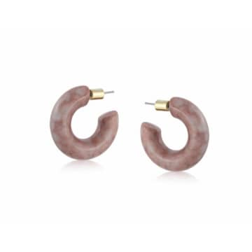 Big Metal Maya Marbled Resin Hoop Earrings In Pink  London