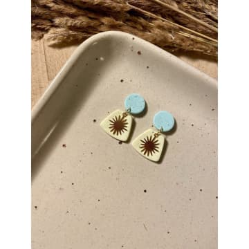 Lark London Blue And Yellow Speckled Earrings