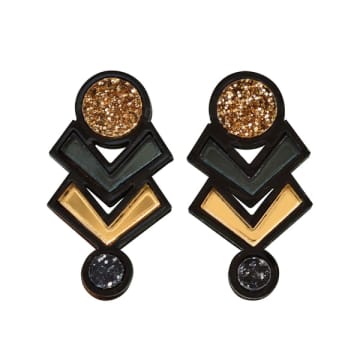 Esoteric London Amulet Stud Earrings In Metallic