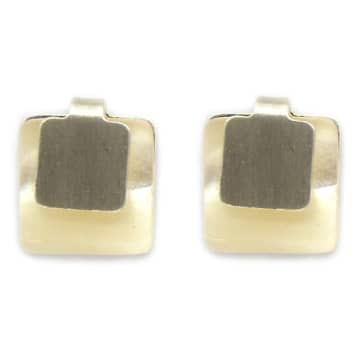 Lark London Abstract Square Mother Of Pearl Silver Studs In Metallic
