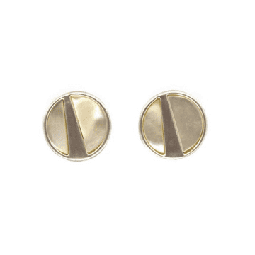 Lark London Mother Of Pearl Brushed Silver Studs In Metallic