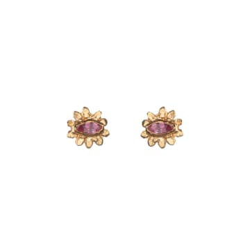Amanda Coleman Marquise Flower Stud Earrings In Gold