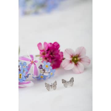 Lark London Amanda Coleman Sterling Silver Butterfly Earrings In Metallic