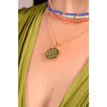 My Doris Handpainted Fleur Medallion In Green