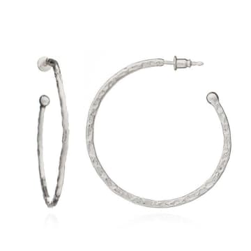 Lark London Azuni Hammered Hoop Earrings In Metallic