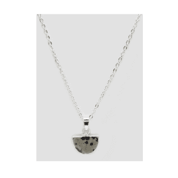 Lark London Lark Stone Semi-circle Pendant Necklace In Metallic