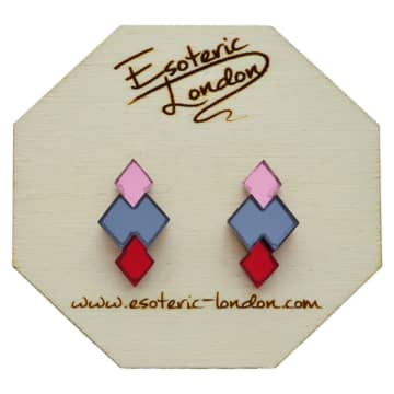 Esoteric London Classic Geometric Stud Earrings In Pink