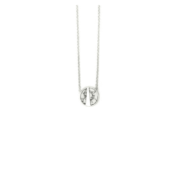 Lark London Brushed Silver White Marble Short Necklace In Metallic