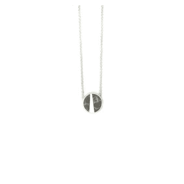 Lark London Brushed Silver Grey Marble Short Necklace In Metallic