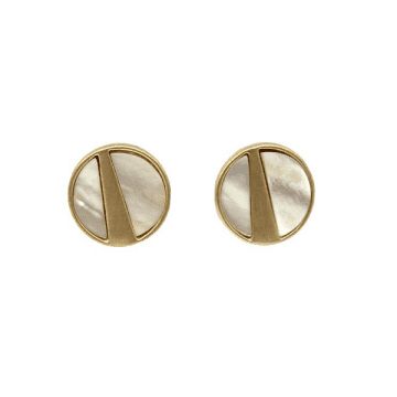 Lark London Mother Of Pearl Brushed Gold Studs