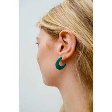 Branch Small Crescent Teal Hoop Earrings