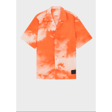Paul Smith Red 'cloud' Print Short-sleeve Shirt In Orange
